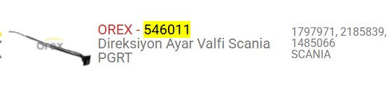 DIREKSIYON AYAR VALFI SCANIA PGRT 1485066 1797971 2185839